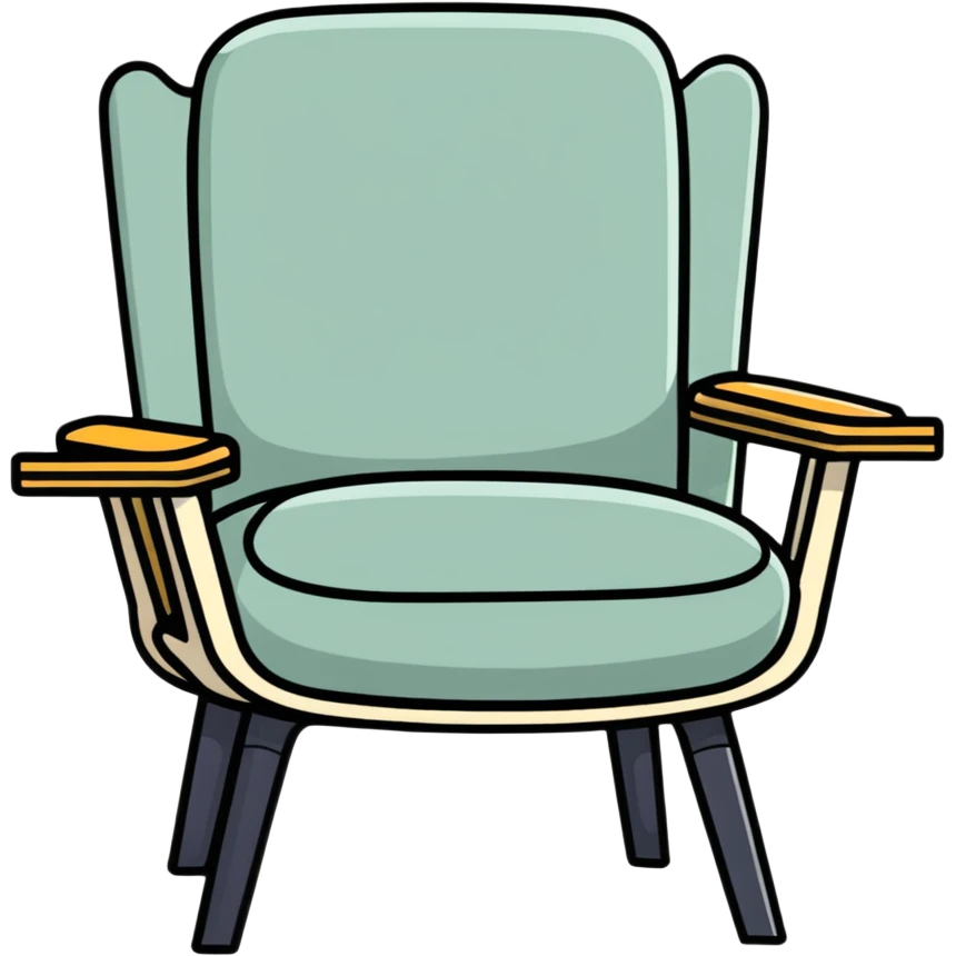 friendly cartoon chair with open arms, inviting someone to sit emoji