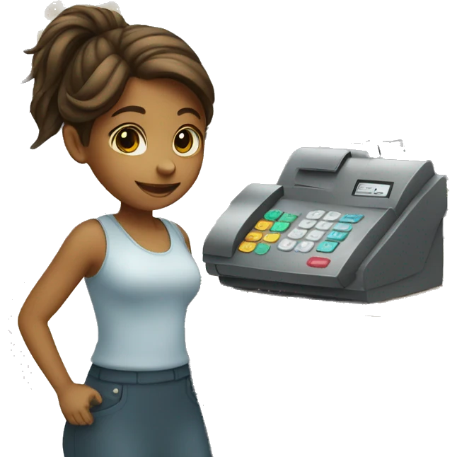 girl paying at the cash register emoji