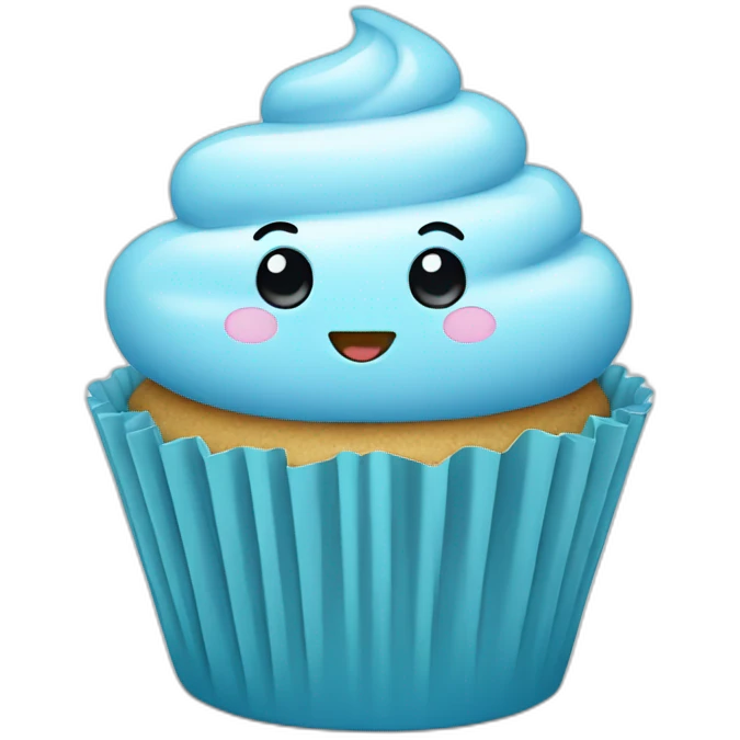 Happy light blue cupcake emoji
