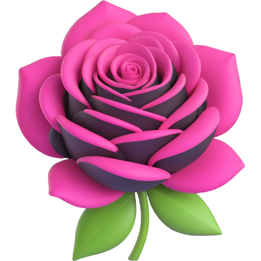 BLACKPINK-inspired 3D emoji, black and pink rose, elegant and stylish emoji