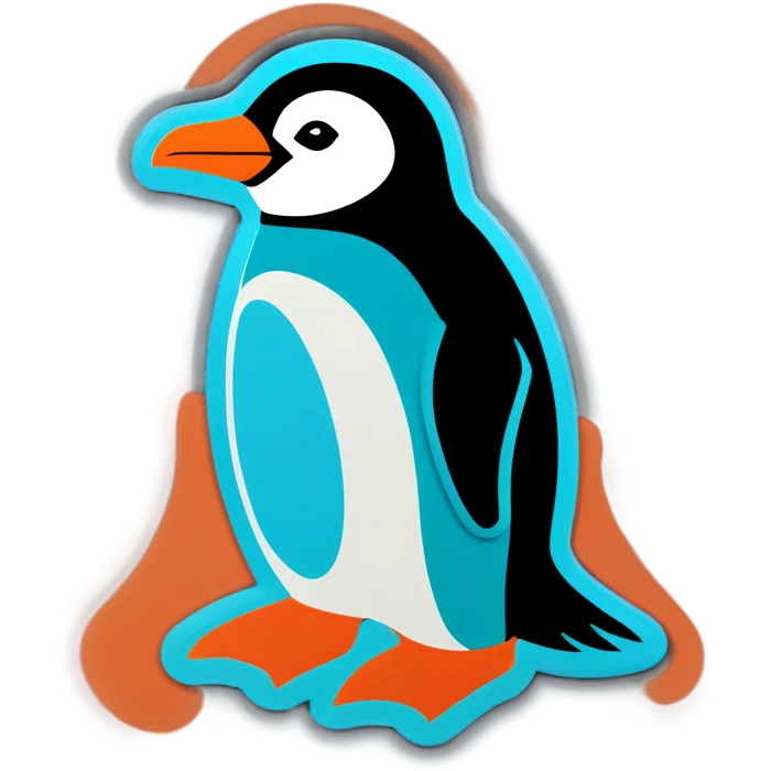 Turquoise Penguin with an Orange emoji