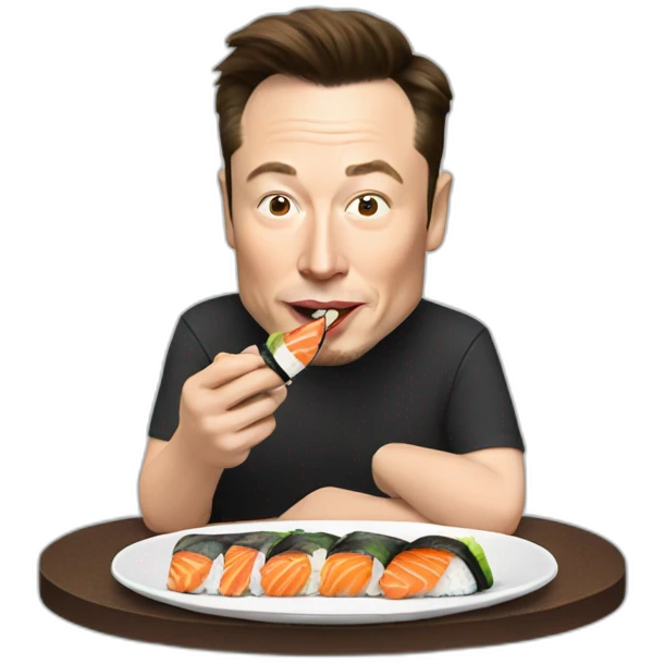 Elon Musk eat sushi emoji