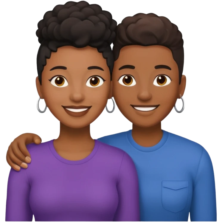 Black lesbian couple with one masculine and one feminine emoji