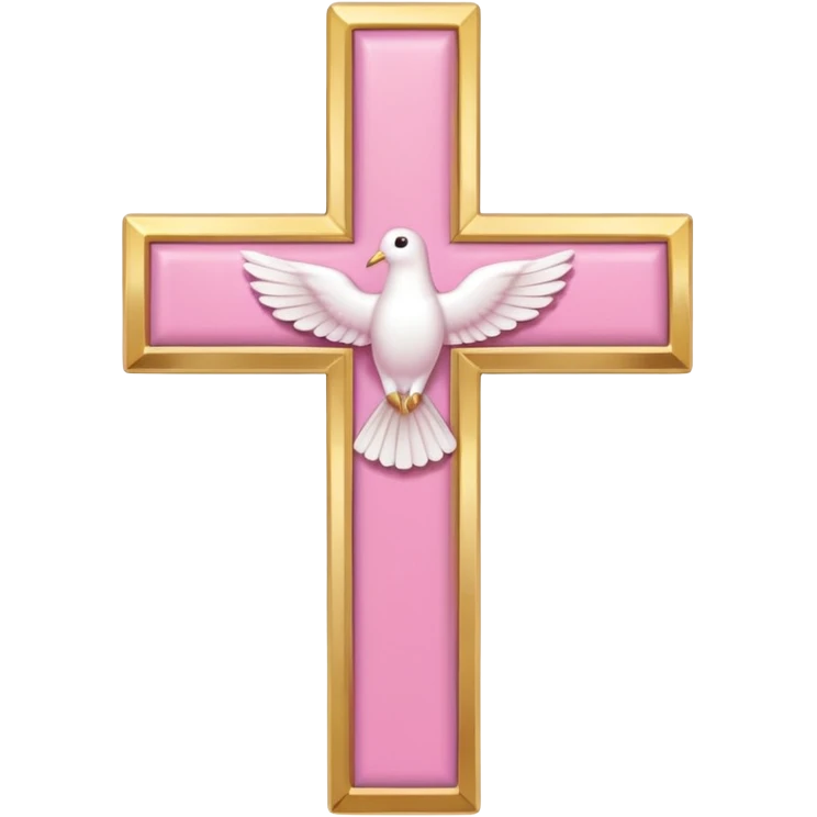 Pink and white simple holy cross with a dove  emoji