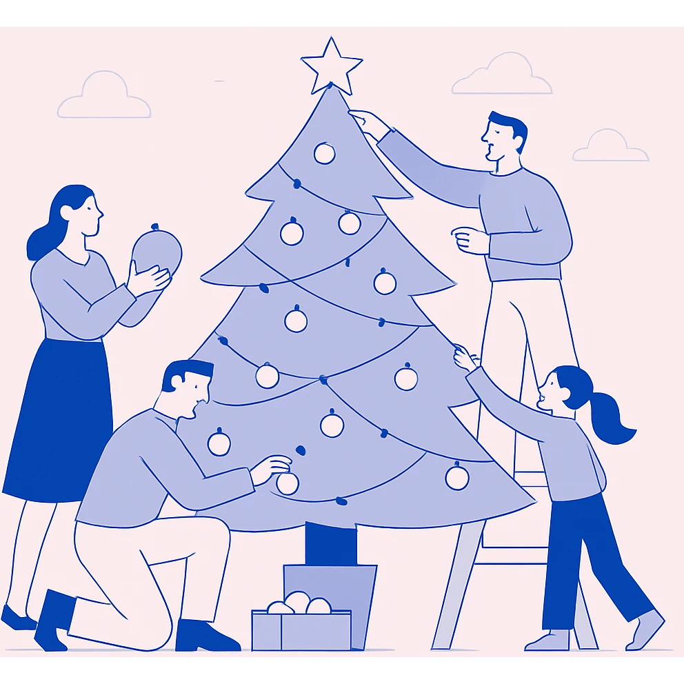 people decorating a Christmas tree emoji