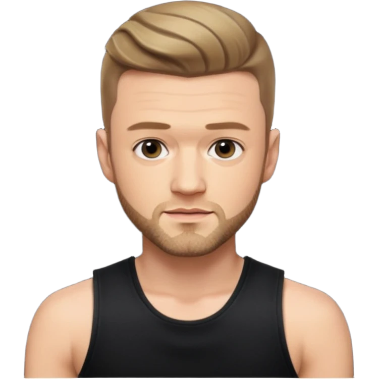 Justin Timberlake dark blonde hair, black tank top emoji