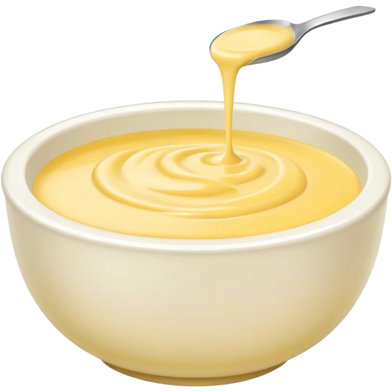 white bowl of pale yellow sauce, vibrant, simple, clear emoji