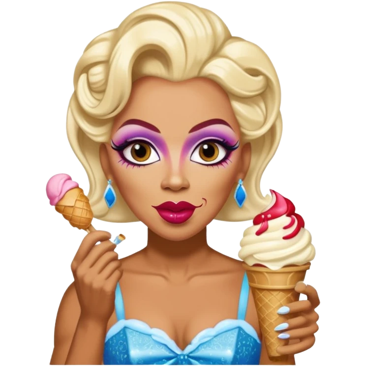 A homosexual drag queen eating ice-cream with Obama   emoji