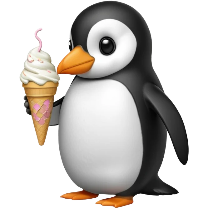 penguin eating ice cream emoji