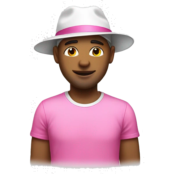 Guy in pink hat and white t-short whith white skin  emoji