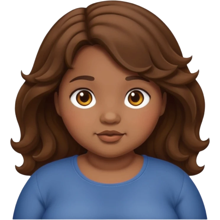 chubby girl with dusky skin tone and wavy hairs emoji