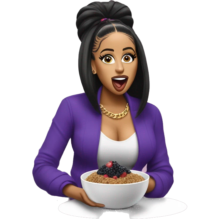 Cardi b eating an acai bowl emoji