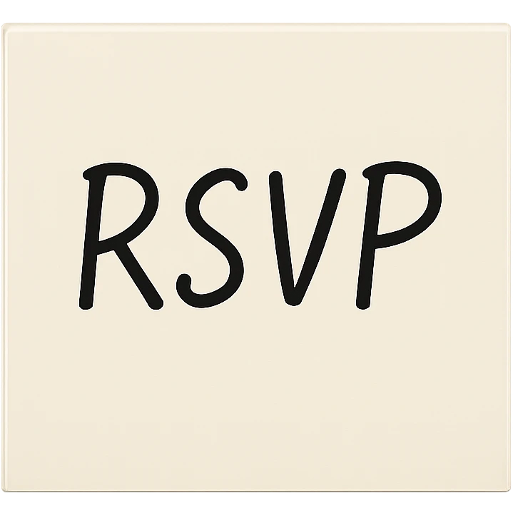 Make the background transparent. Keep the note with RSVP written on it in clear handwriting. emoji