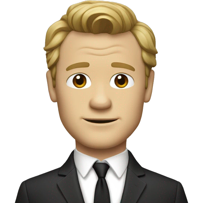 Barney Stinson, with short face and dark blond hair, in a cream-black suit emoji