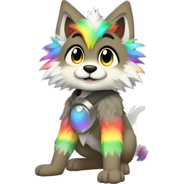 Furry, sparkle, rainbow, animal, anthro, full body, fursona, protogen emoji
