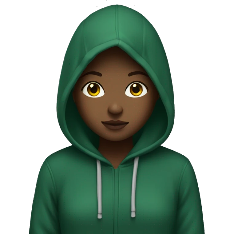 a girl with dark green hoodie emoji