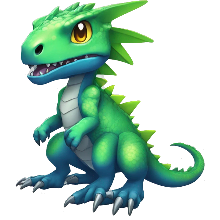  Cool Edgy Cute Shiny Colorful Digimon-Reptile full body emoji