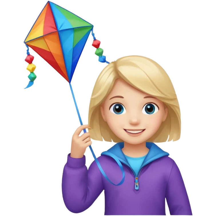 little girl kid with kite emoji