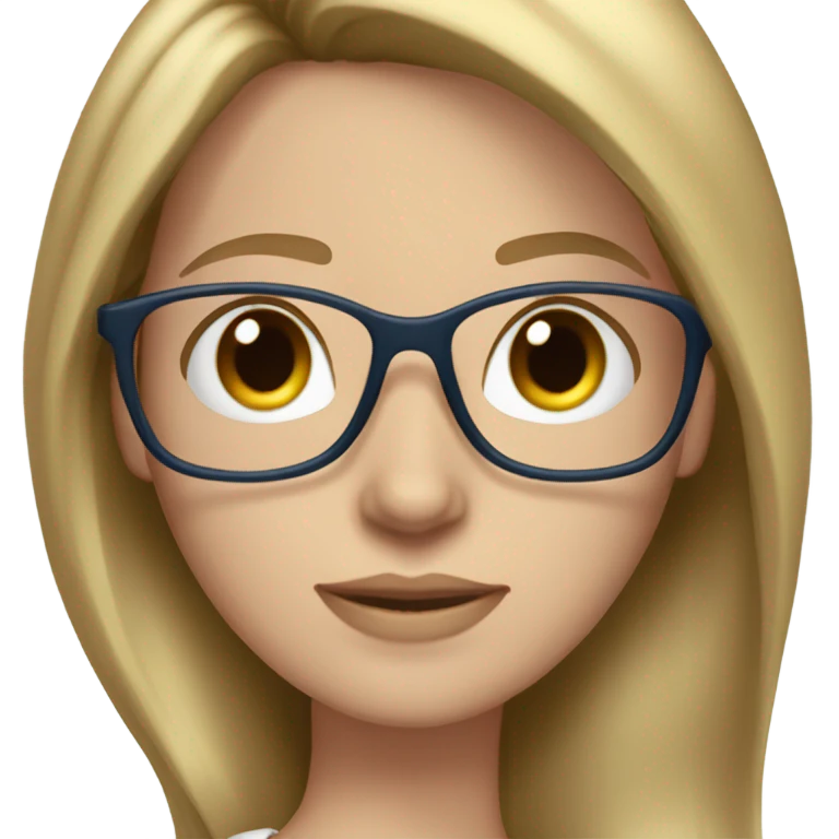 diana dark blonde straight hair, blue eyes, glasses  emoji