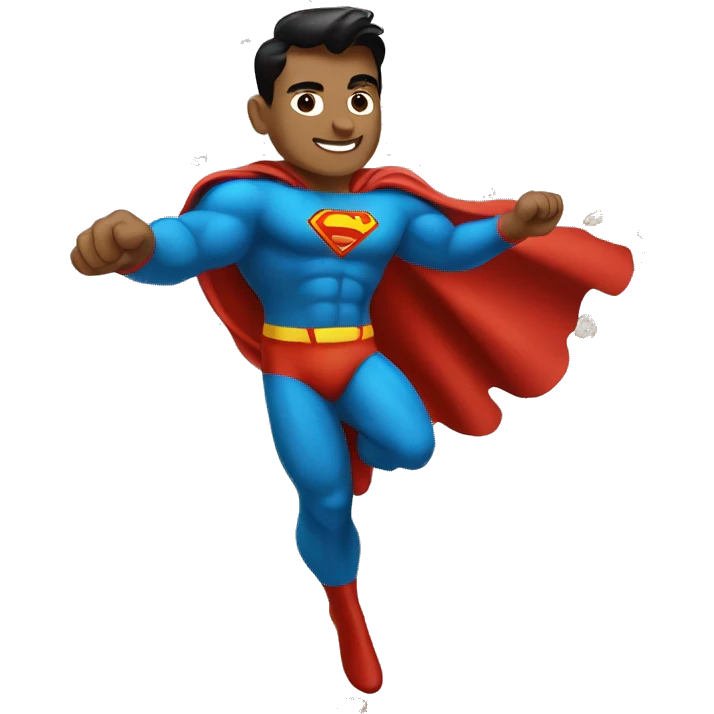 indian superman flying with a load of brands emoji