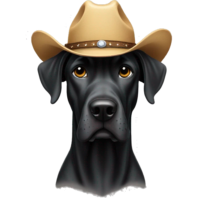 Black Great Dane in a cowboy hat emoji