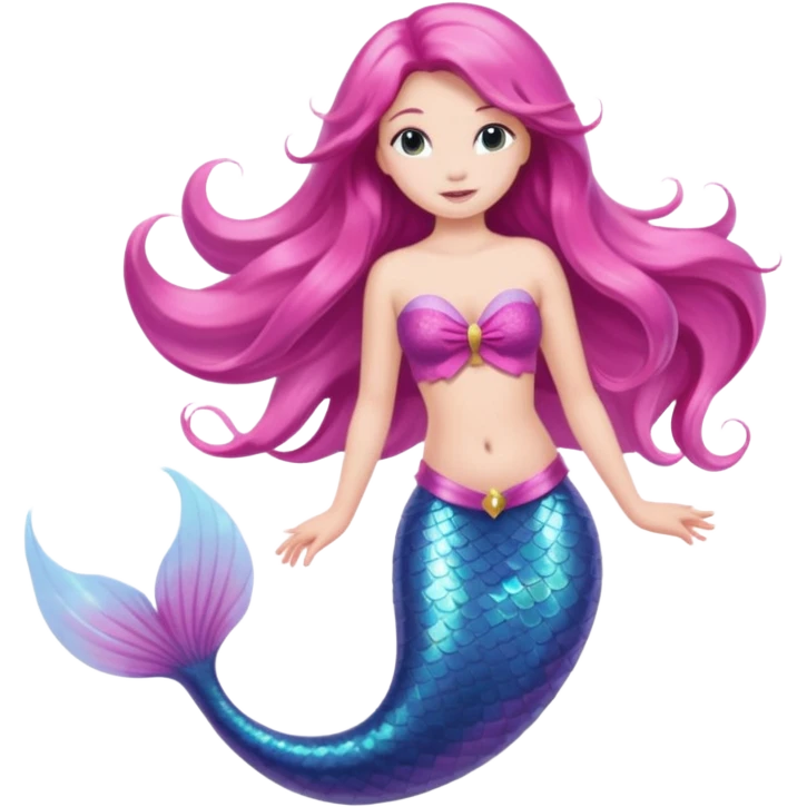 White brunette mermaid with pink tail emoji