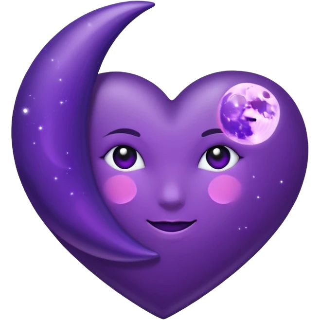 dark purple heart with a purple Moon emoji