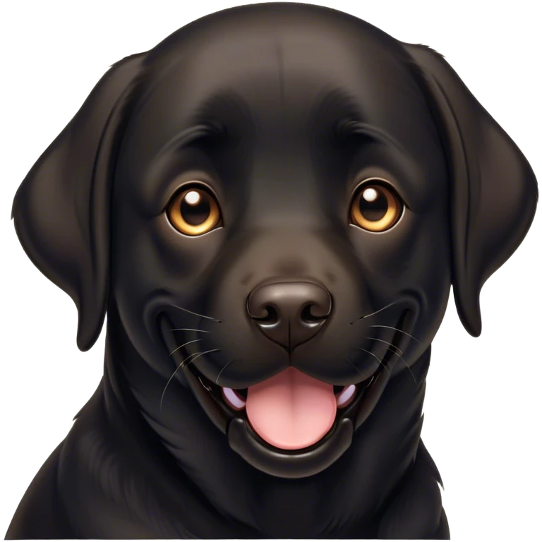 Cinematic Comical Black Labrador Portrait Emoji, Head tilted dramatically with an exaggeratedly amused expression, featuring a sleek black Fur with a glossy finish, wide, expressive brown eyes filled with playful disbelief, Simplified yet hilariously expressive features, highly detailed, glowing with a slightly sassy glow, high shine, dramatic yet playful, stylized with an air of cheeky mischief, bright and endearing, soft glowing outline, capturing the essence of a spirited and over-the-top companion, so meme-worthy it feels like it could side-eye its way into internet fame instantly! emoji