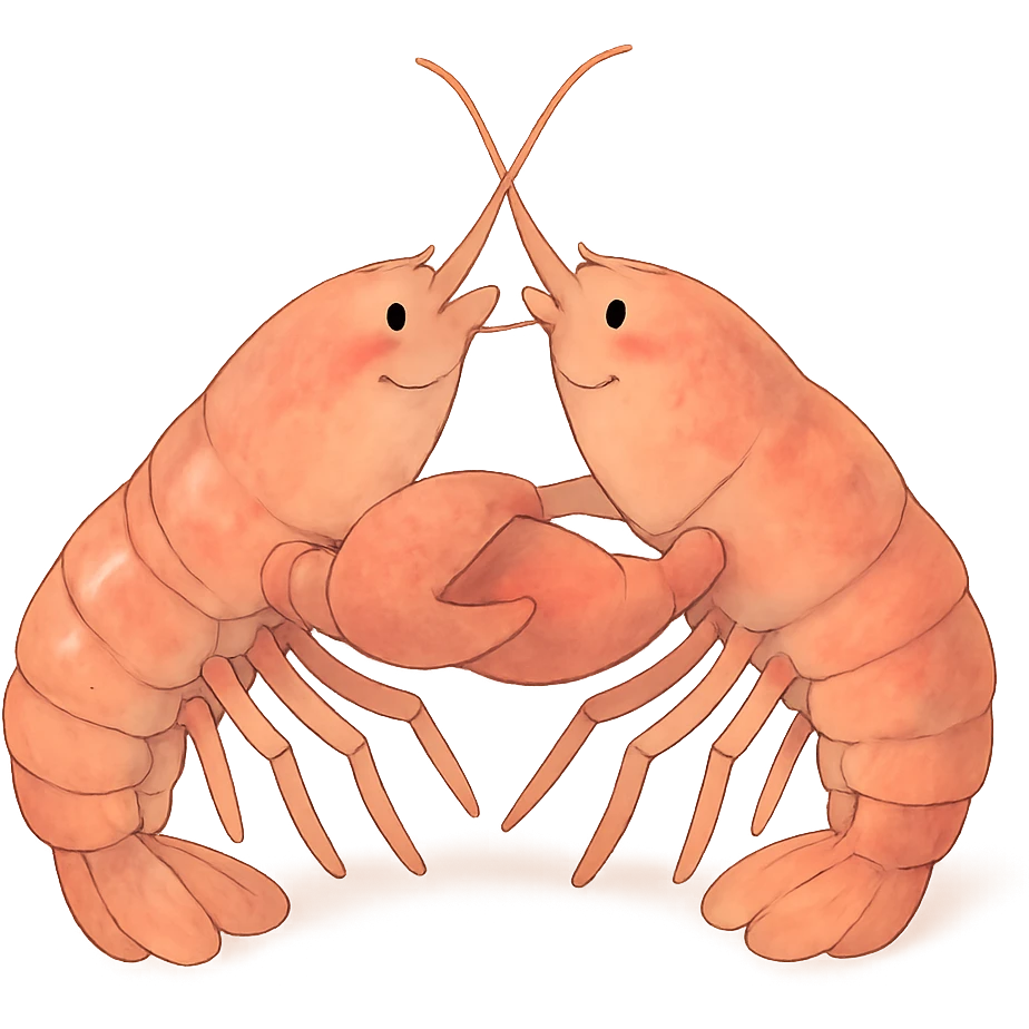 ghibli style lobsters in love, soft colors, romantic mood emoji