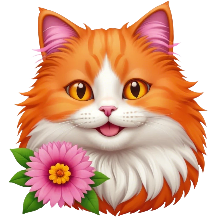 a fat happy cat  with flower emoji
