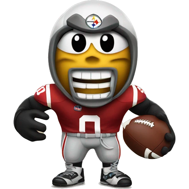 Brutus the buckeye wearing mascot a Pittsburgh Steelers jersey emoji