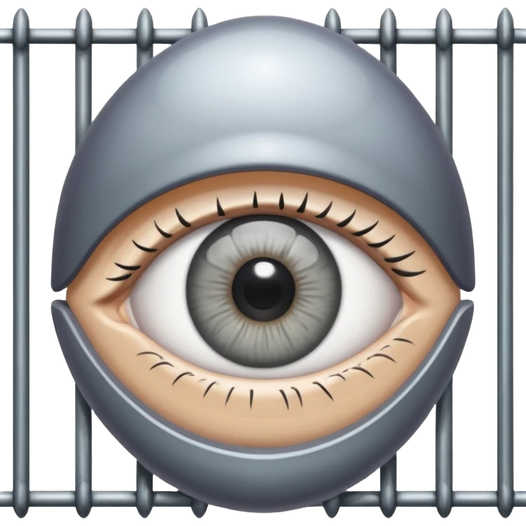 Large eye behind metal bars. emoji
