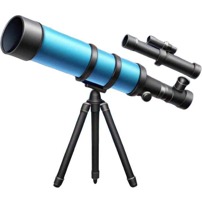 An icon featuring a telescope, stars, and a planet, symbolizing astronomy. The design includes a crescent moon, distant galaxies, and constellations, representing the study of space and celestial bodies. Transparent background highlights the exploration of the universe and cosmic phenomena. emoji