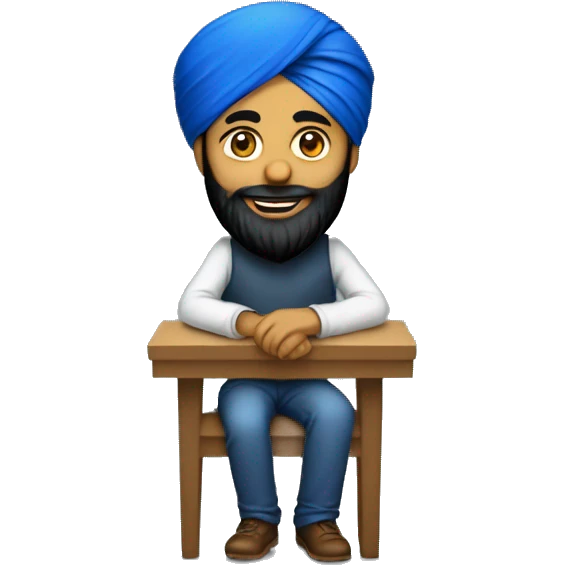 Sikh Software Developer sitting with mac emoji