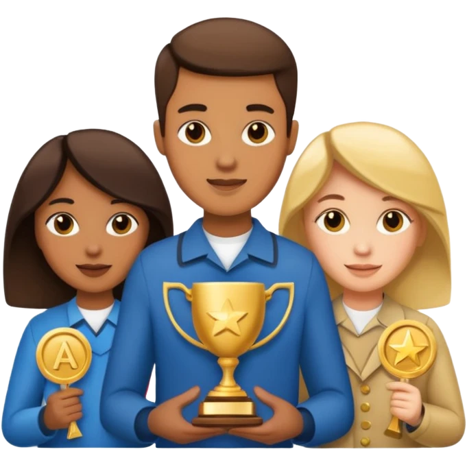 20 blue background awarrd with 3 people emoji