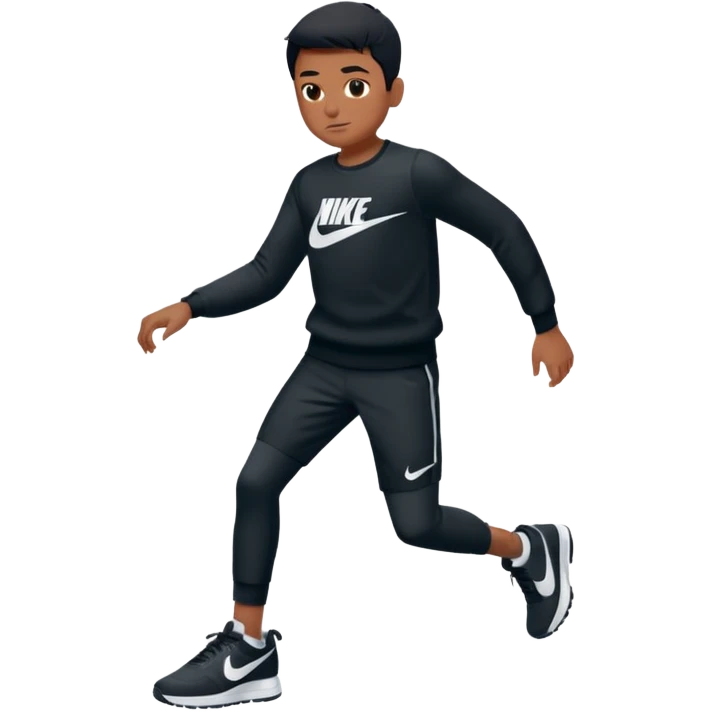 un emoji (qui ressemble à un vrai emoji téléphone)de quelqu'un qui tombe (homme noir pull Nike).Il tombe vers l'avant .Il a 11 ans emoji