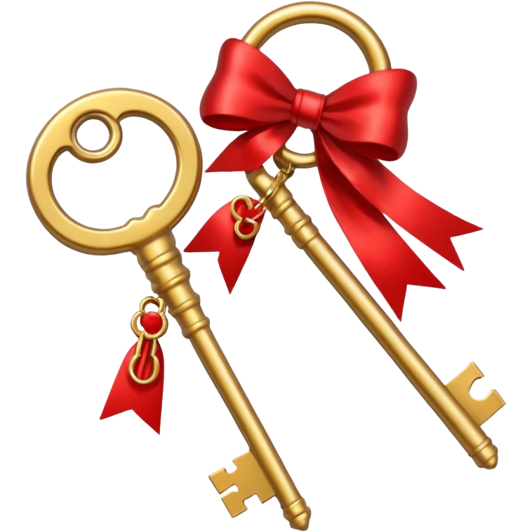 gold 2 keys with a red bow emoji