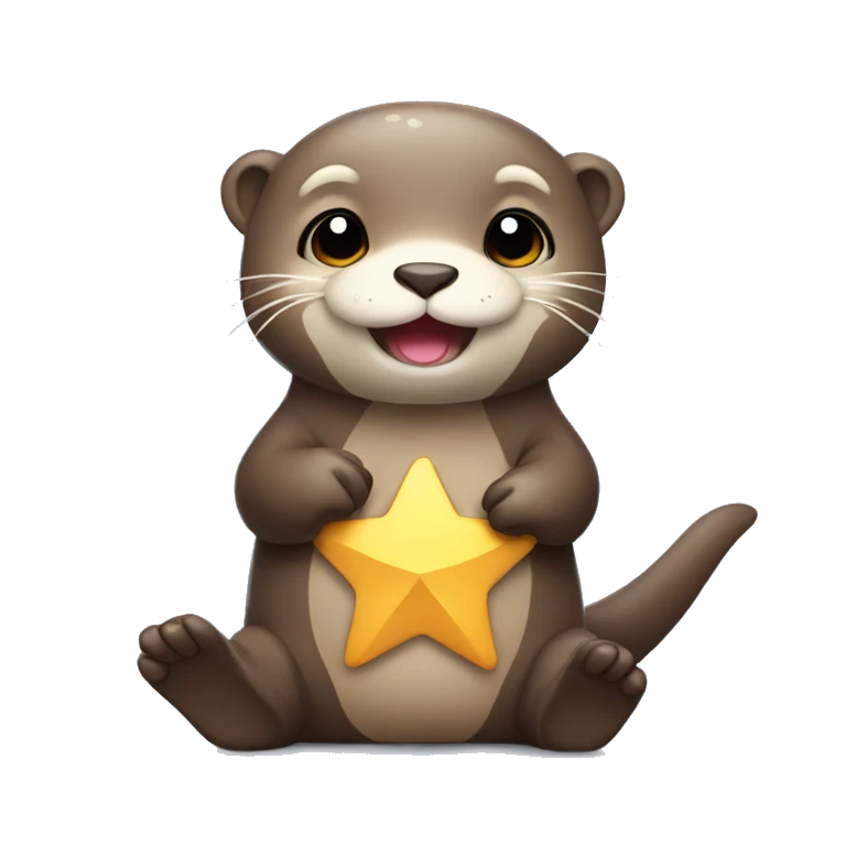 Cute otter holding stars emoji