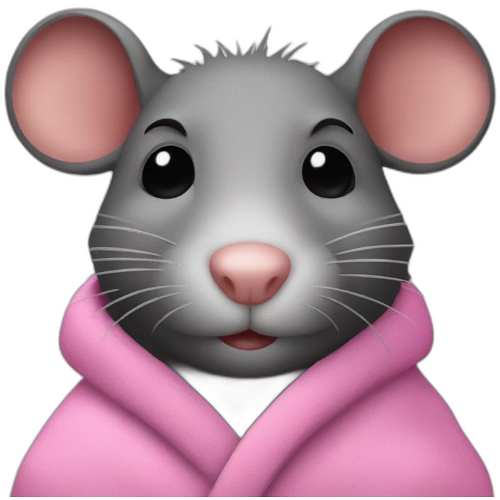 a rat with a pink bathrobe and black hair emoji