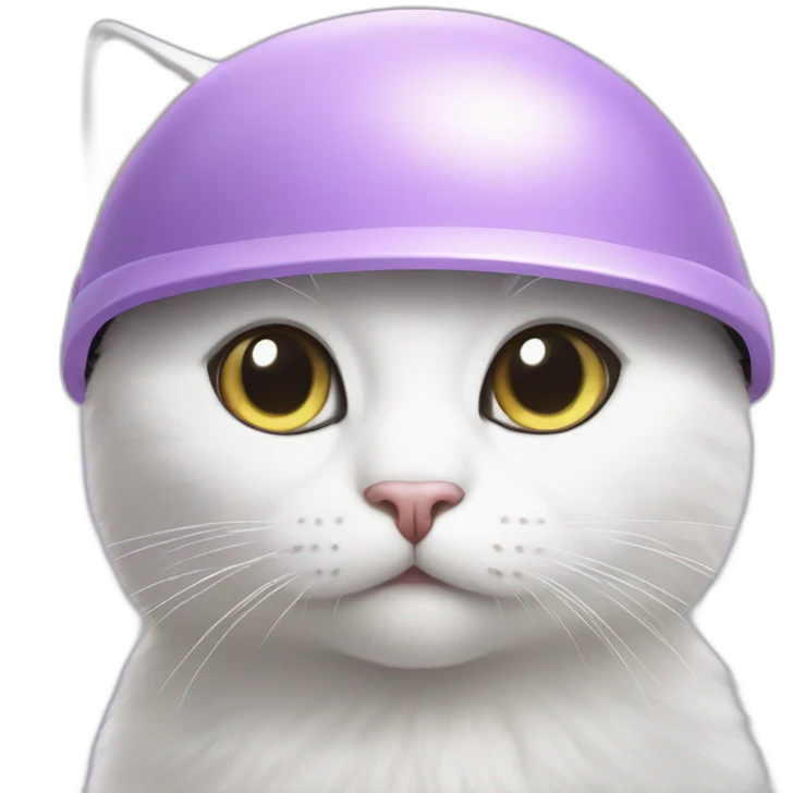 White cat in Lilac helmet emoji