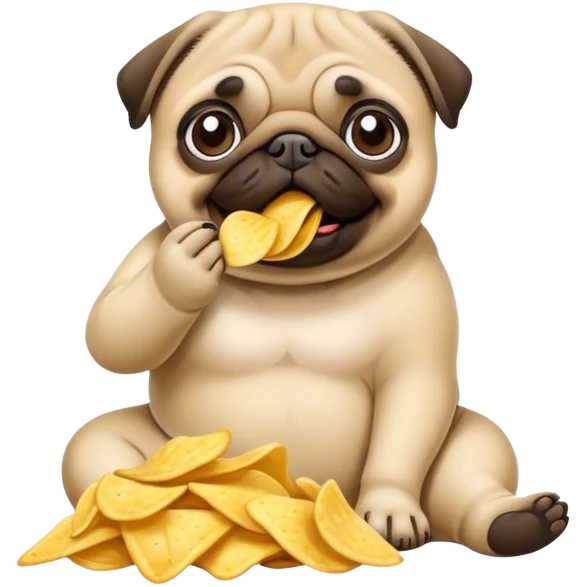 Pug eating chips emoji
