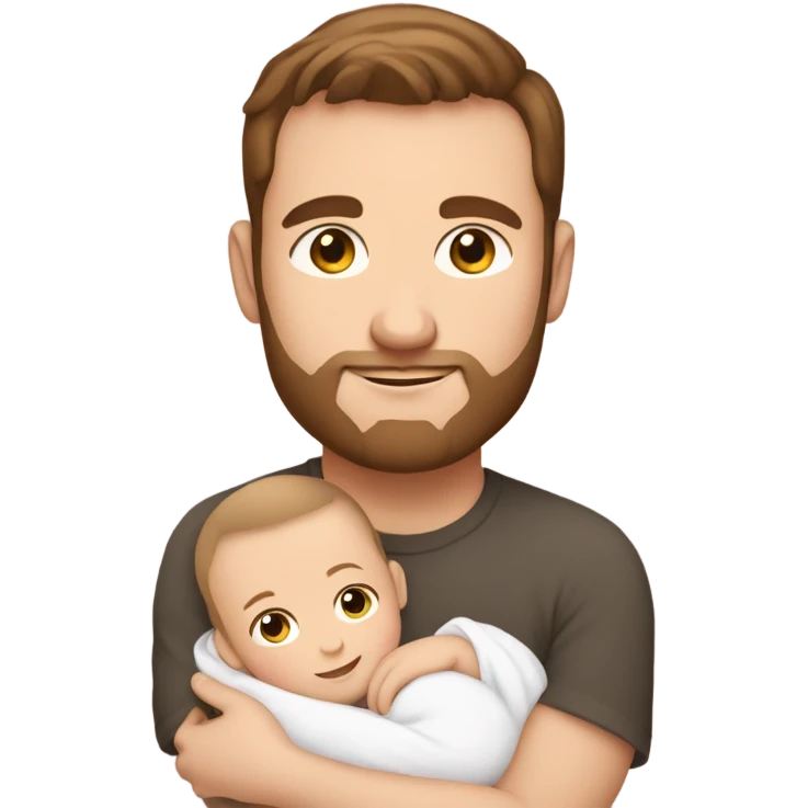 White dad with brown hair holding white new born girl  emoji