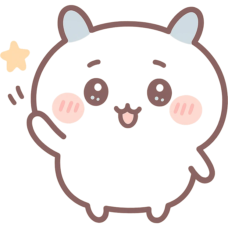 chiikawa character, waving, kawaii style, minimal background emoji