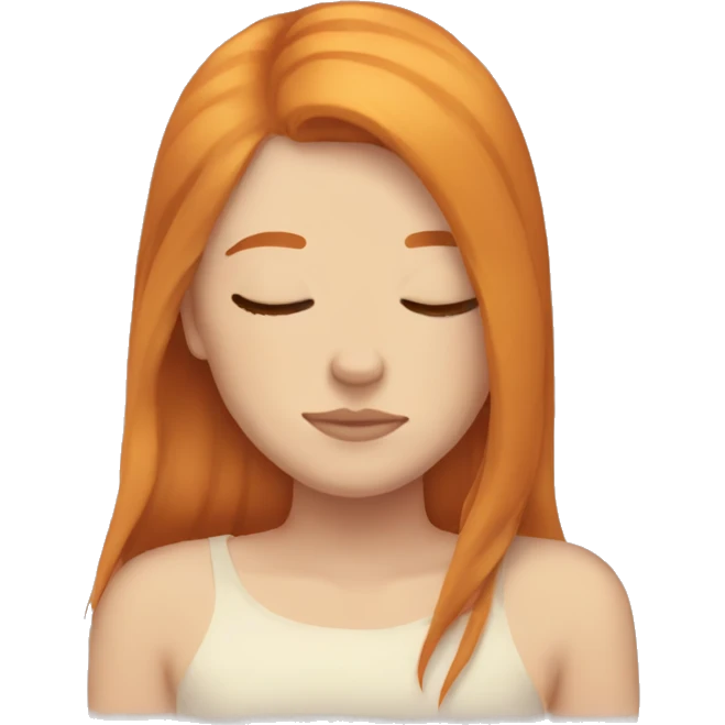 Aesthetic Ginger girl straight thick hair sleeping emoji