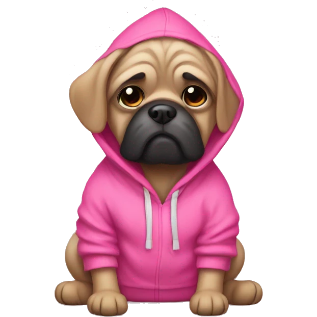 Mops in pink hoodie  emoji