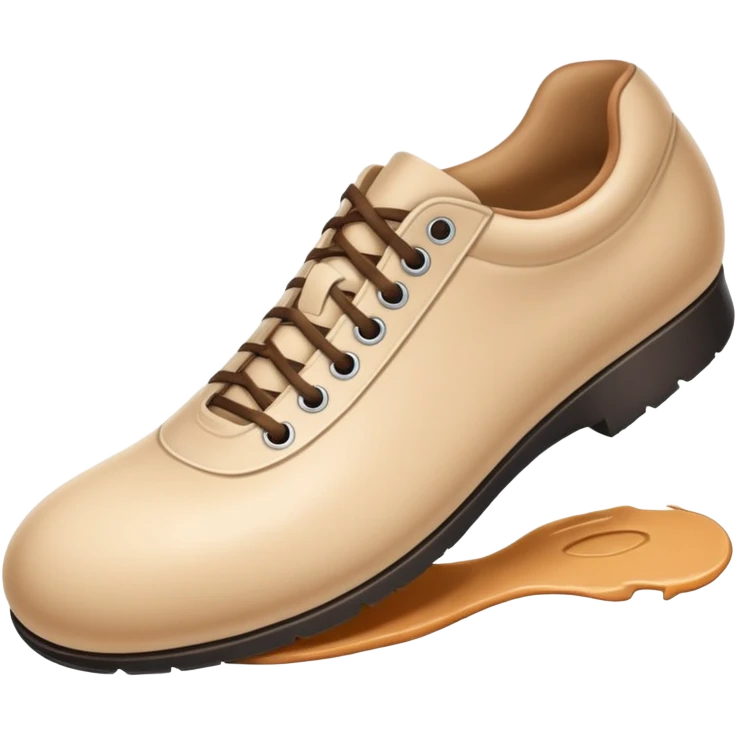 a full human leg with a sneakered foot pressing down on the ground. The shoe sole touches the floor, and directly beneath it a fresh shoe print is clearly visible. Rounded, glossy, smooth, soft shadows, white background.





 emoji