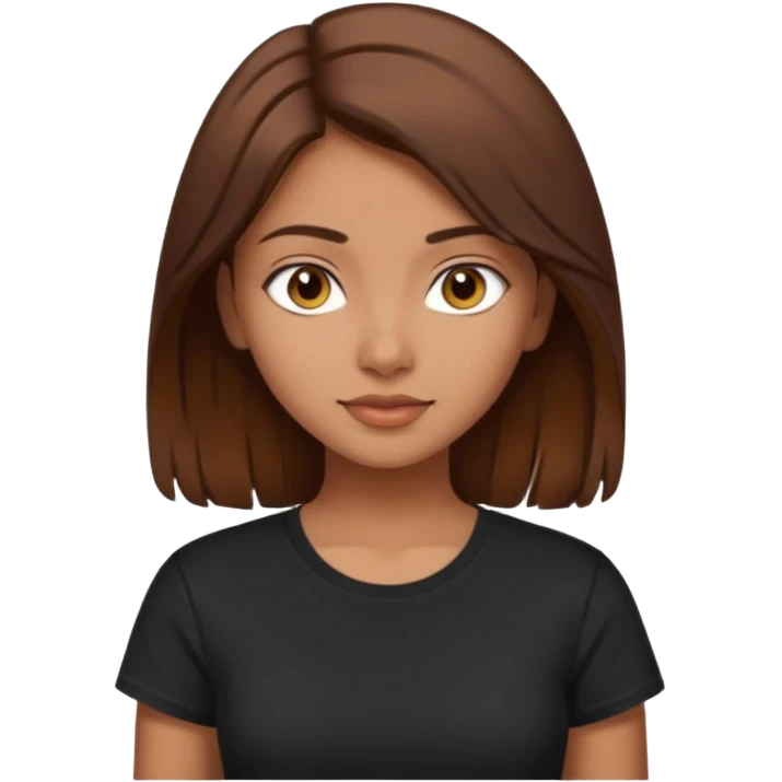 a pretty fair indian bratz girl with brown hair. with a black tshirt emoji