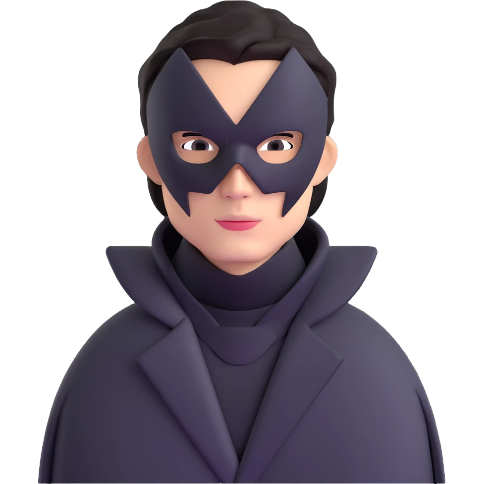 Squid Game Front Man with black geometric mask and black coat emoji