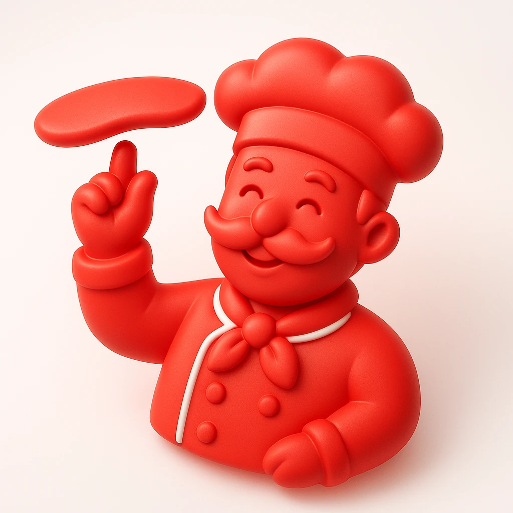 smiling Italian chef spinning pizza dough emoji