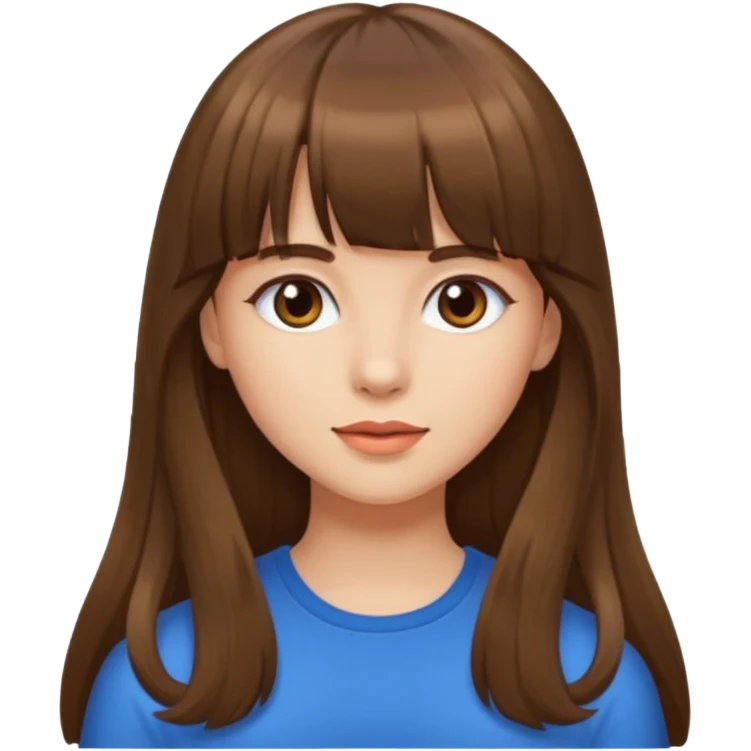 chica morena linda con cabello largo y fleco emoji